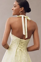 Mare Halter Corset Fit & Flare Jacquard Maxi Dress
