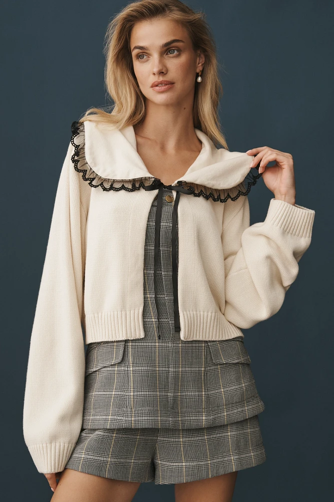 Maeve Lace Collar Cardigan Sweater
