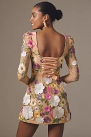 Helsi Ellen Puff-Sleeve 3D Floral A-Line Mini Dress