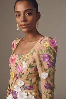 Helsi Ellen Puff-Sleeve 3D Floral A-Line Mini Dress