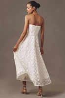 Shoshanna Miller Strapless Embroidered Lace A-Line Midi Dress