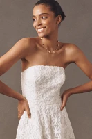 Shoshanna Miller Strapless Embroidered Lace A-Line Midi Dress