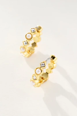 Mixed Crystal Huggie Earrings