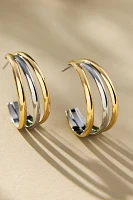 Mixed Metal Triple Hoop Earrings