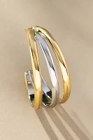 Mixed Metal Triple Hoop Earrings
