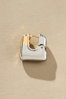 Two-Tone Square Huggie Hoop Earrings