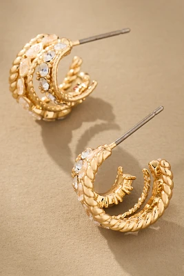 Mixed Metal Crystal Drop Earrings