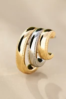 Mixed Metal Triple Huggie Earrings