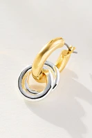 Mixed Metal Double Hoop Huggie Earrings