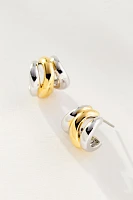 Mixed-Metal Triple Motif Post Earrings