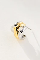 Mixed-Metal Triple Motif Post Earrings