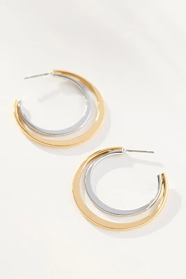 Two-Tone Flat Hoop Earrings