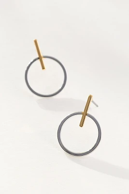 Two-Tone Circle Drop Earrings