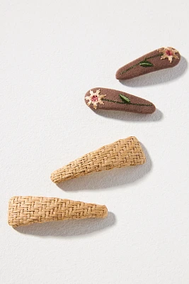 Raffia Floral Hair Clips, Set of 4