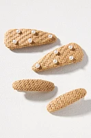 Pearled Raffia Hair Clips, Set of 4