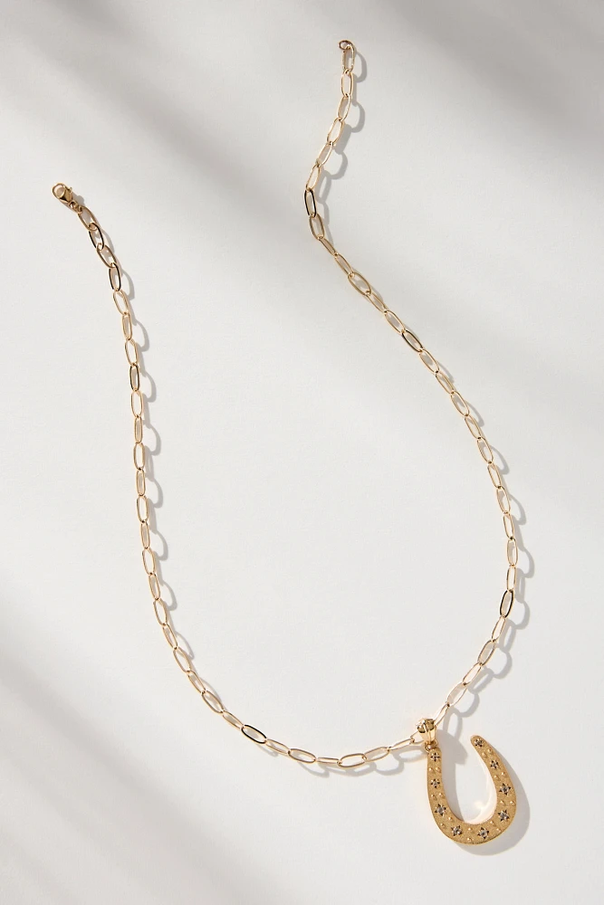 Jane Win Lucky Starry Horseshoe Pendant Necklace
