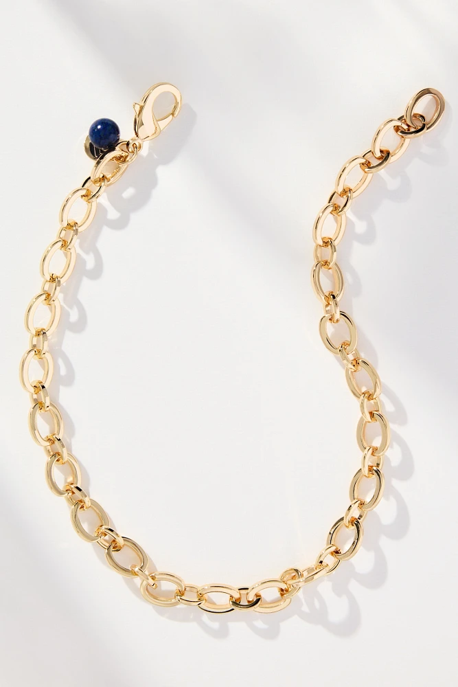 Jane Win Lapis Bead Chunky Link Chain Necklace