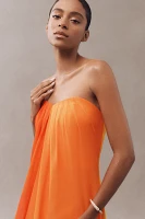 Milly Sunset Stripe Strapless Draped Maxi Dress