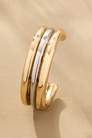 Two-Tone Triple Huggie Earrings