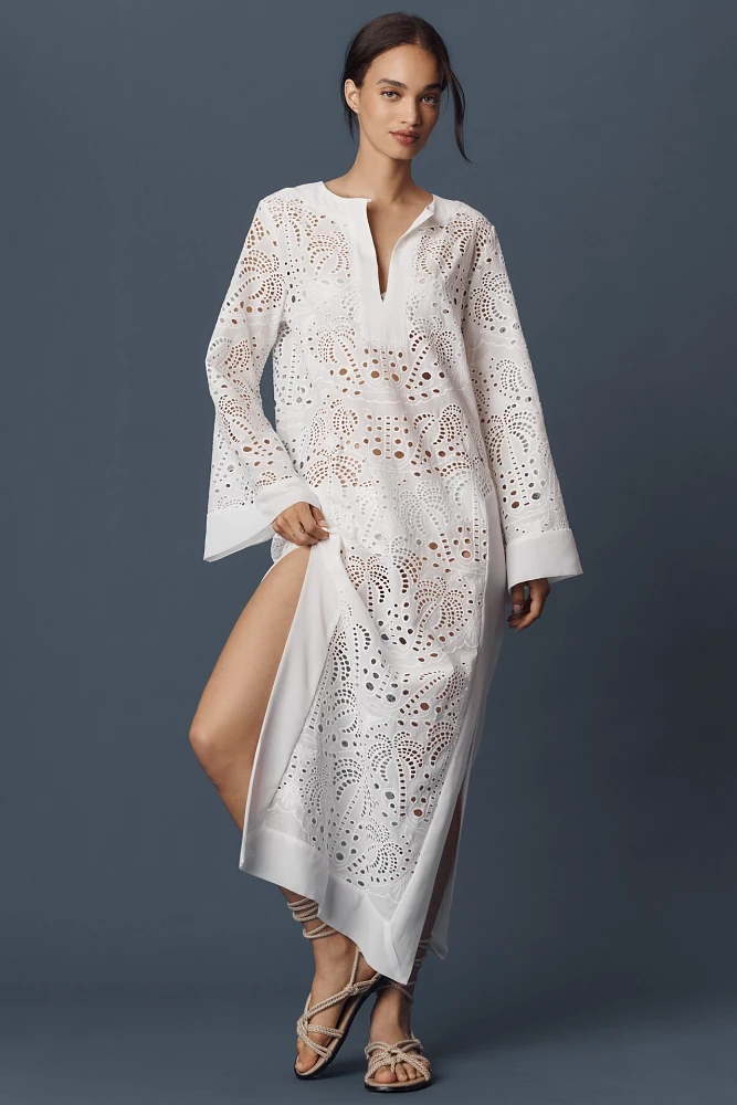 Miss June Amara Long-Sleeve Eyelet Kaftan
