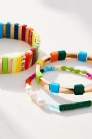 Pearl Chicklet Bracelets, Set of 3