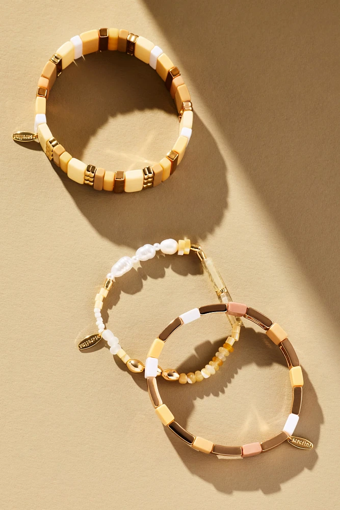 Pearl Chicklet Bracelets, Set of 3