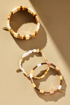 Pearl Chicklet Bracelets, Set of 3