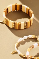 Pearl Chicklet Bracelets, Set of 3