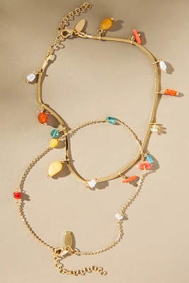 Drippy Charm Anklets, Set of 2