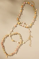 Stone & Crystal Anklets, Set of 3