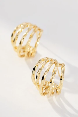 Hammered Cage Huggie Earrings
