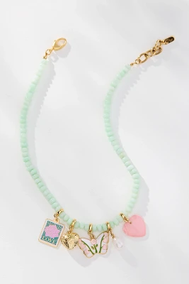 Logan Tay Aqua Beaded Spring Charm Necklace