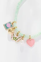 Logan Tay Aqua Beaded Spring Charm Necklace