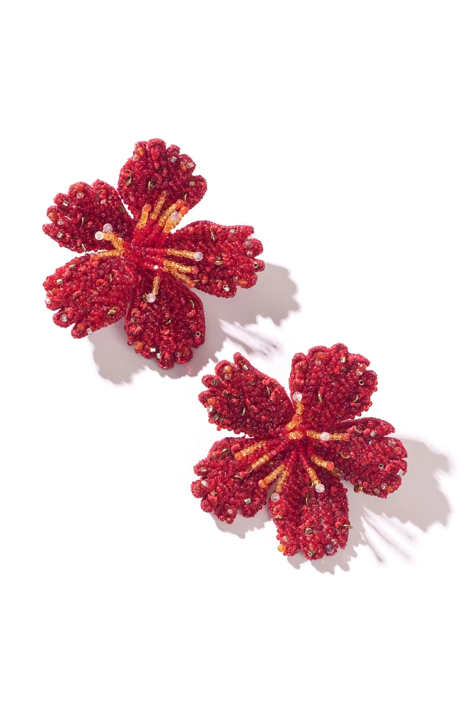 Deepa Gurnani Hibiscus Flower Clip-On Earrings