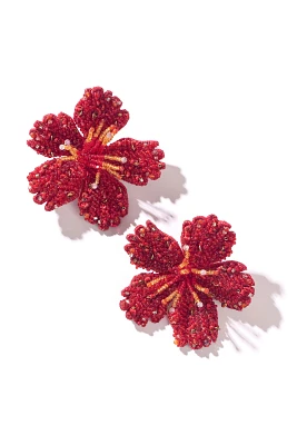 Deepa Gurnani Hibiscus Flower Clip-On Earrings