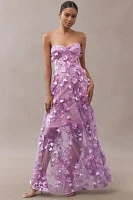Dress The Population Melissa Strapless Sequin Floral Appliqué Maxi