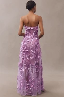 Dress The Population Melissa Strapless Sequin Floral Appliqué Maxi