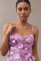 Dress The Population Melissa Strapless Sequin Floral Appliqué Maxi