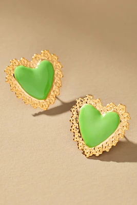 The Pink Reef Love Heart Stud Earrings