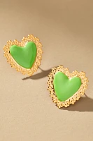 The Pink Reef Love Heart Stud Earrings