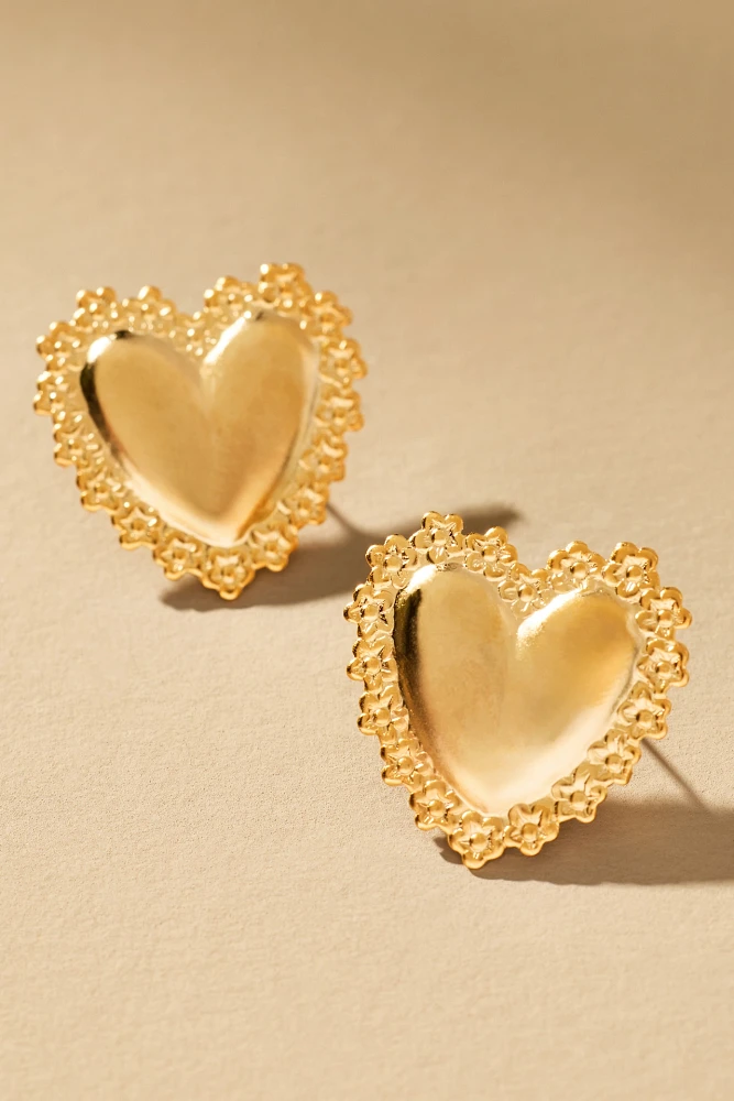 The Pink Reef Love Heart Stud Earrings