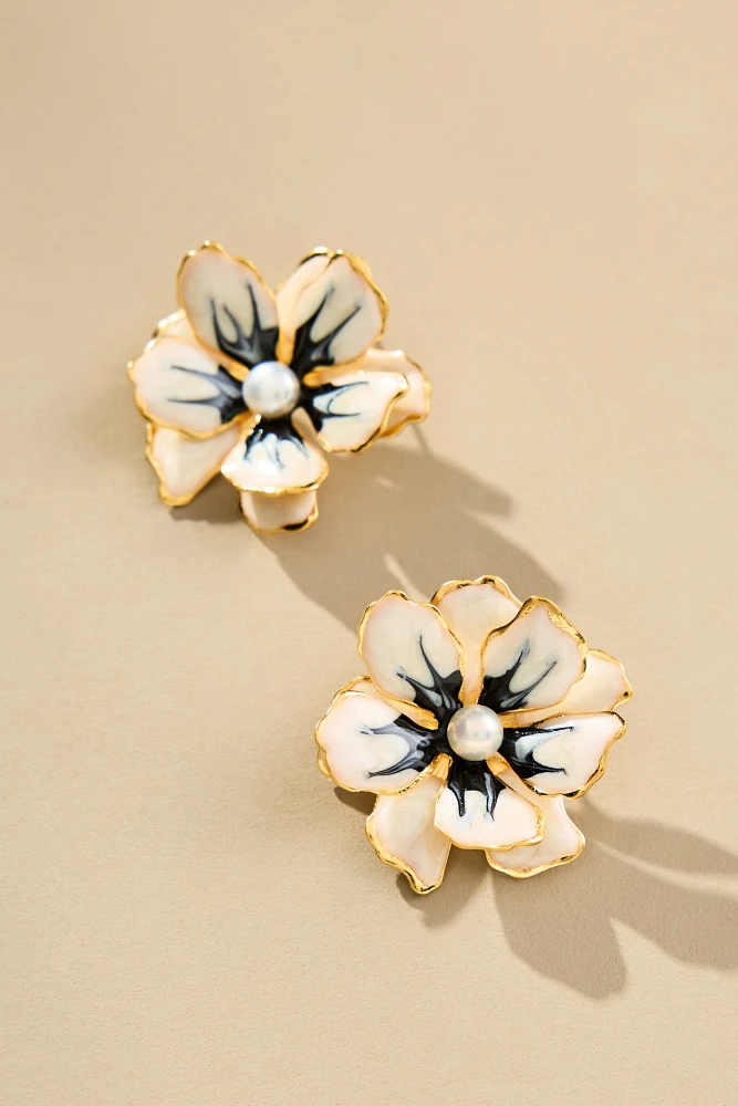 The Pink Reef Small Handpainted Jewel Box Flower Earrings