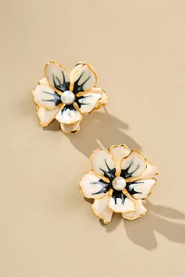 The Pink Reef Small Handpainted Jewel Box Flower Earrings