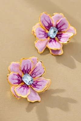 The Pink Reef Small Handpainted Jewel Box Flower Earrings