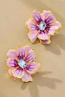 The Pink Reef Small Handpainted Jewel Box Flower Earrings