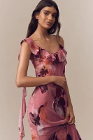 Mare Chiffon Ruffle Scoop-Neck Maxi Slip Dress
