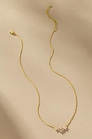 Short Floral Bar Charm Necklace