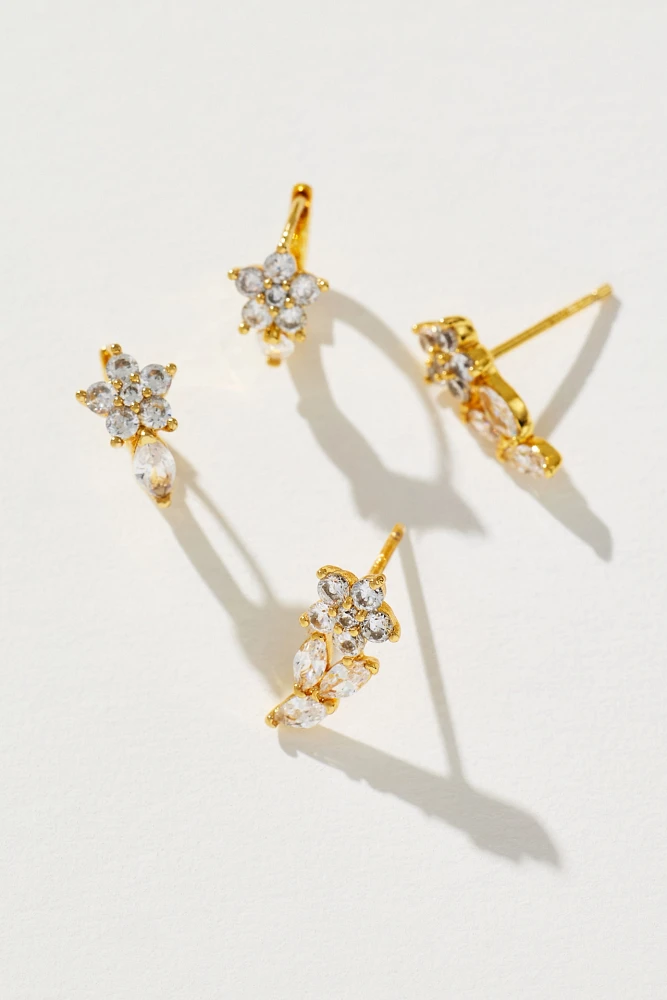 Delicate Floral Earrings, Set of 2