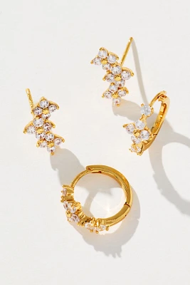 Floral Huggie Hoop Earrings, Set of 2