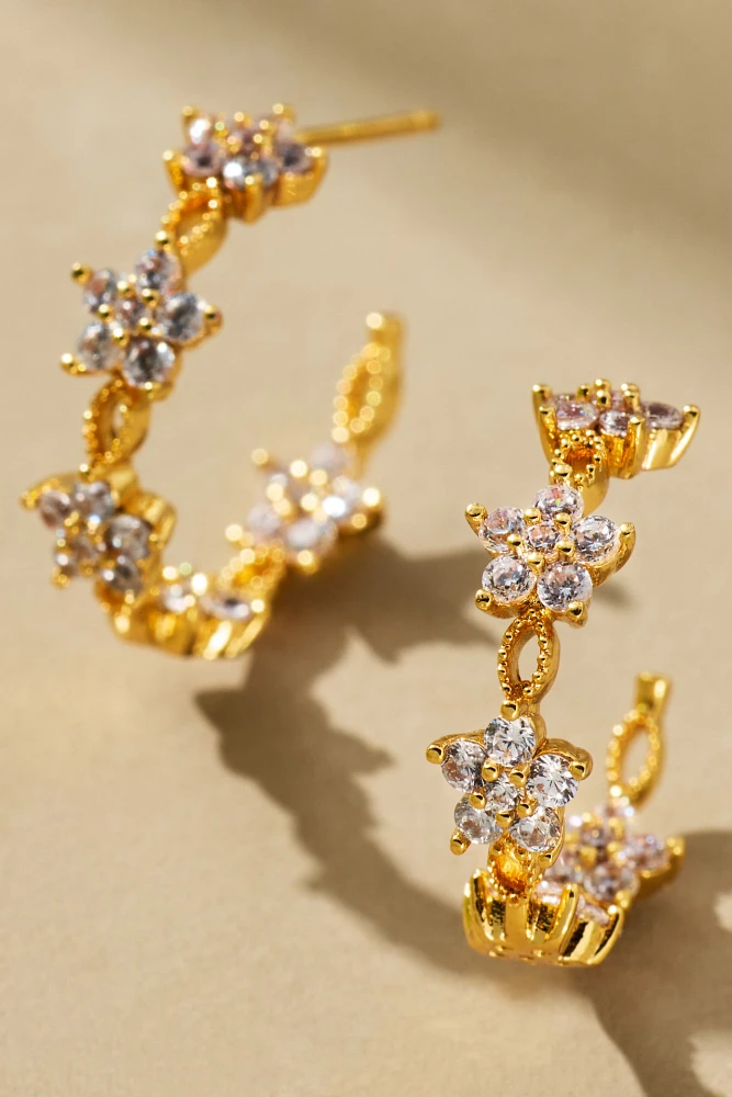 Floral Huggie Hoop Earrings